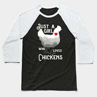 Just A Girl Who Loves Chickens Funny Chicken Lovers Baseball T-Shirt